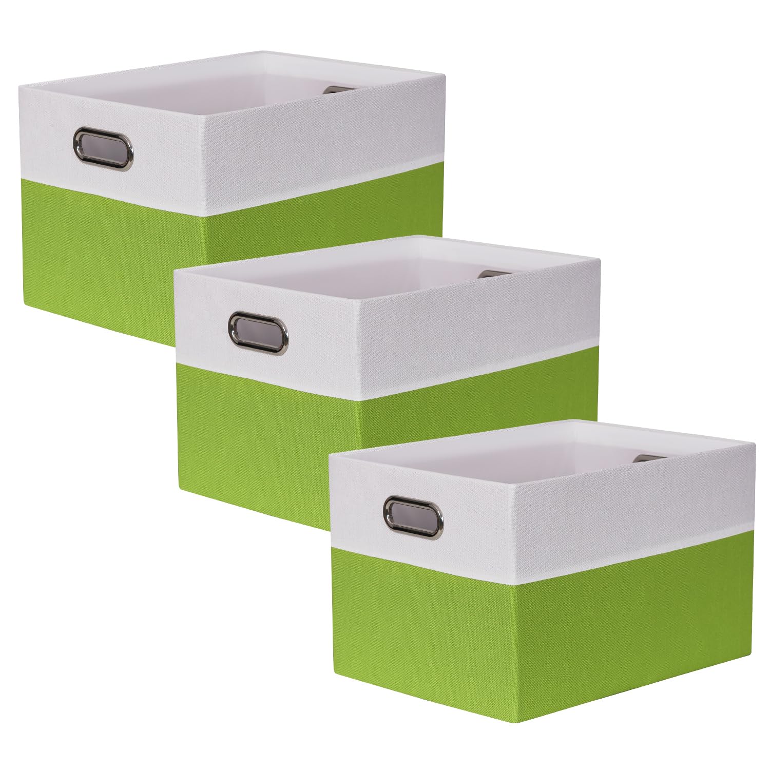 BinWhiz 3 Pack Clothing Storage Bins, Rectangle Large Storage Baskets with Metal Handle, Collapsible Storage Organiser Bins