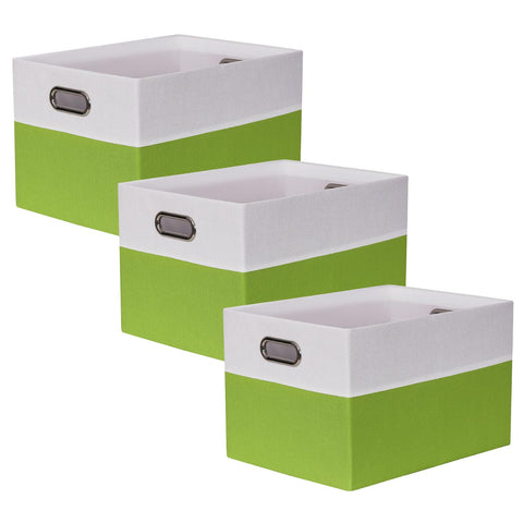 BinWhiz 3 Pack Clothing Storage Bins, Rectangle Large Storage Baskets with Metal Handle, Collapsible Storage Organiser Bins