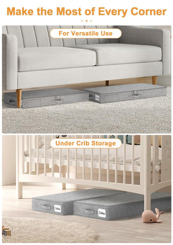 mepure 10cm High Under Bed Storage Low Profile, 85×40×10cm, 2-Pack