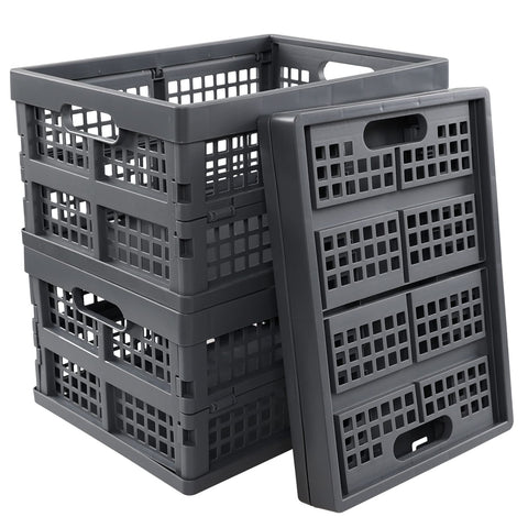 Dynko Foldable Plastic Storage Basket, 15 L Collapsible Crate Set of 3