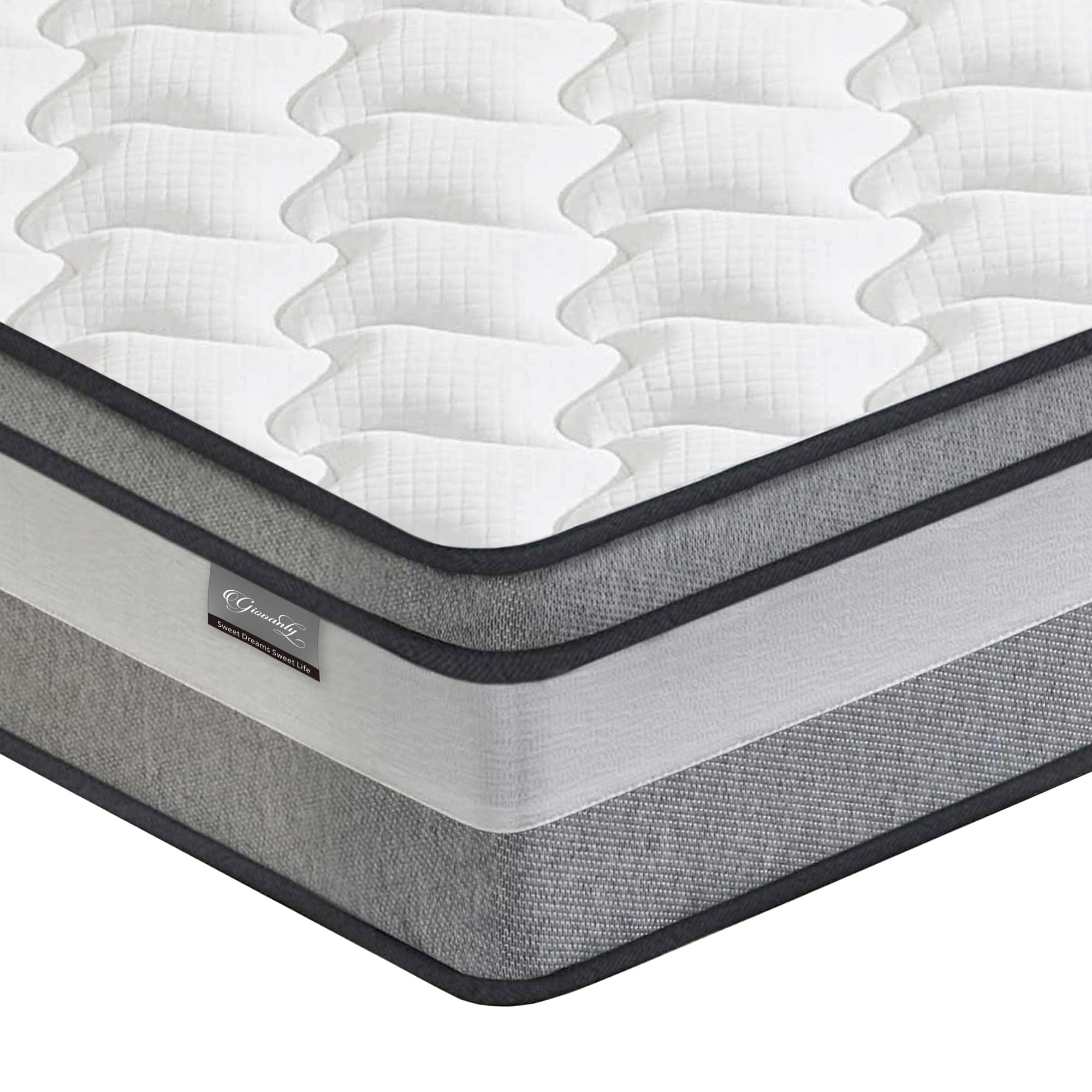 Giovanly Double Mattress,Hybrid Mattresses in a box with Memory Foam,Medium Firm, Individual Pocket Spring with Breathable Knitted and Back Pain