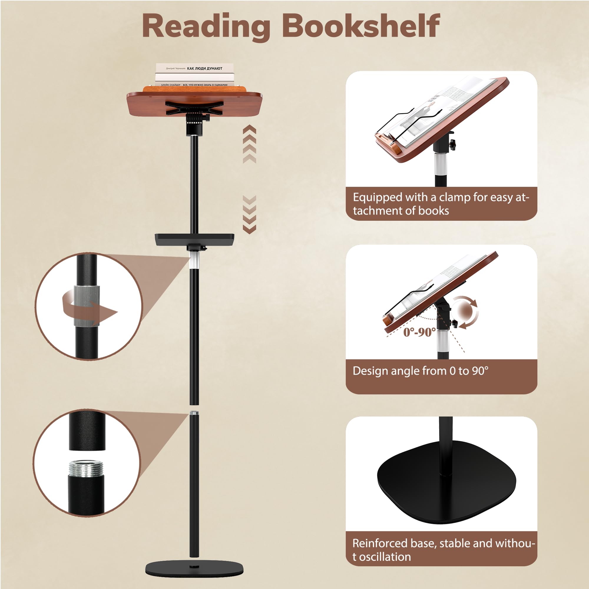 lesolar Lectern Podium Stand with Storage Tray Height Adjustable Portable Standing Desk Table Steady Book Stand with Bookmark