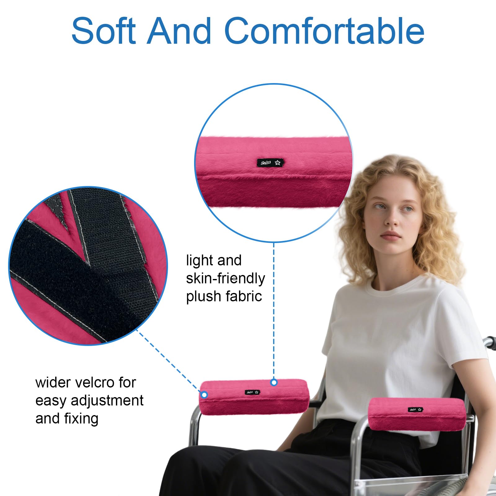 SPRING SEAON Wheelchair Armrest Pads Covers Fuzzy Desk Chair Arm Pads Soft