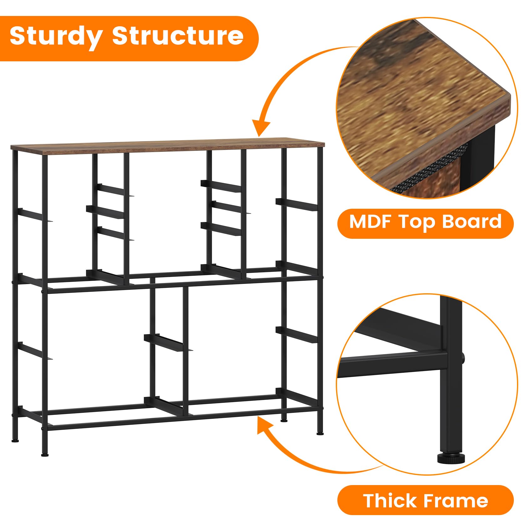 GoaHi Chest of Drawers, Large Dressers with Metal Frame and MDF Wooden Top Board, Adjustable Feet, Anti-Tip Safety