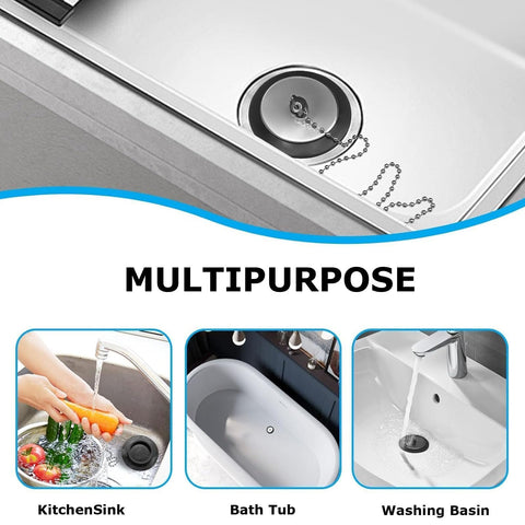 2 Pcs Universal bath plug with Stainless Steel Chain