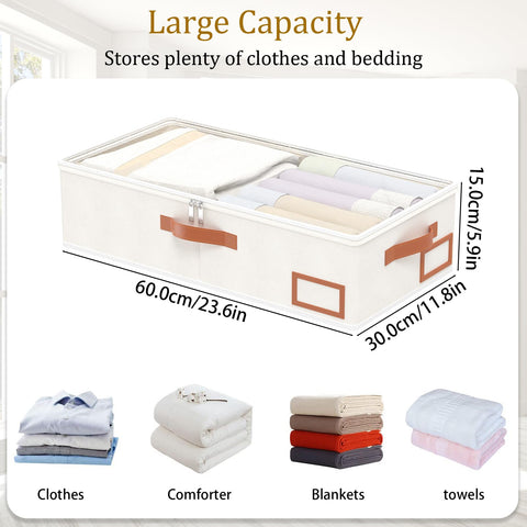 Yawinhe 27L Underbed Storage Bags,1 Pack Blanket Bags with Window,Beige