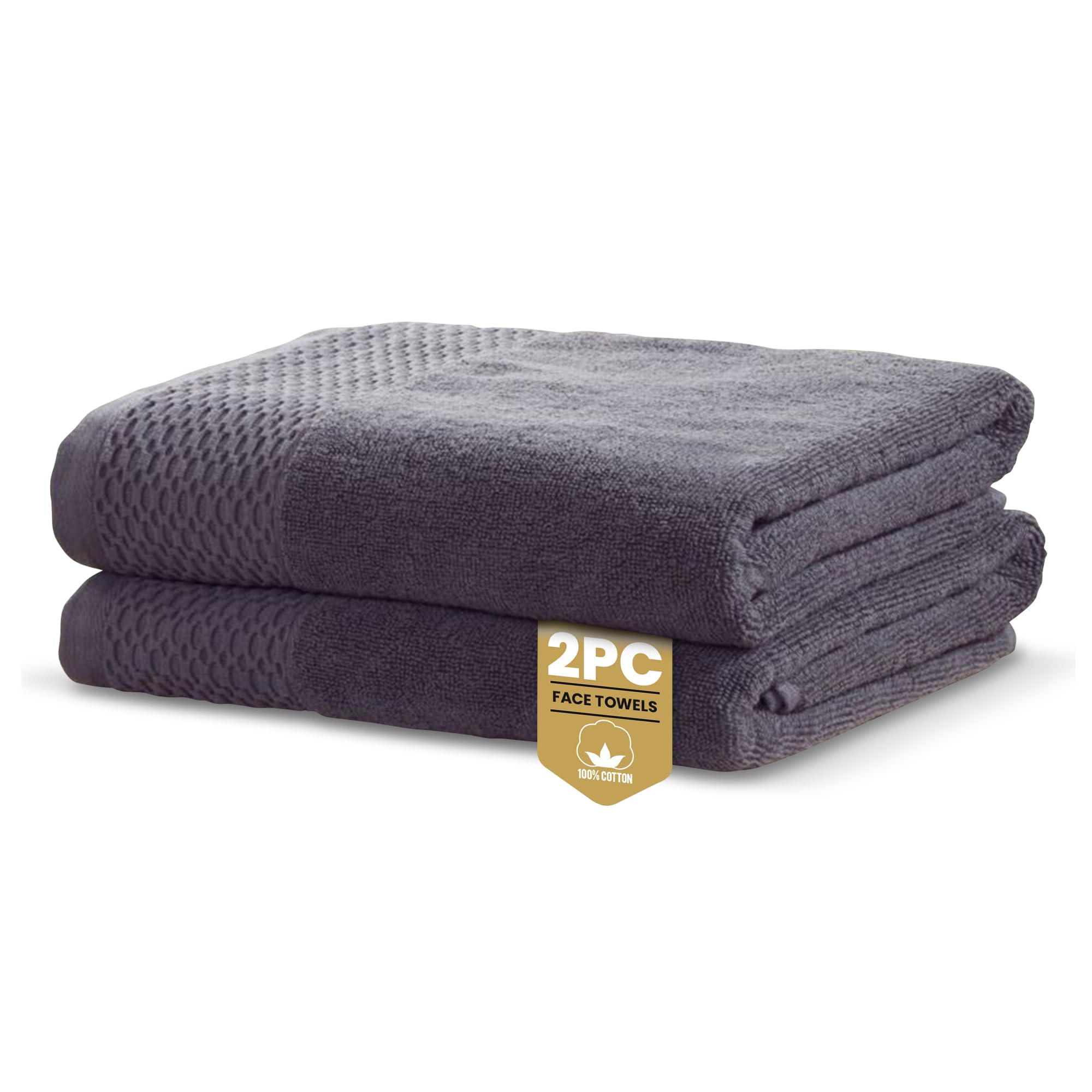 Rapport Home Eden Weave Face Towels 2-Pack Luxurious 100% Cotton 500gsm Soft Absorbent Face Cloths, Oeko-Tex Certified Bathroom Hand Towels