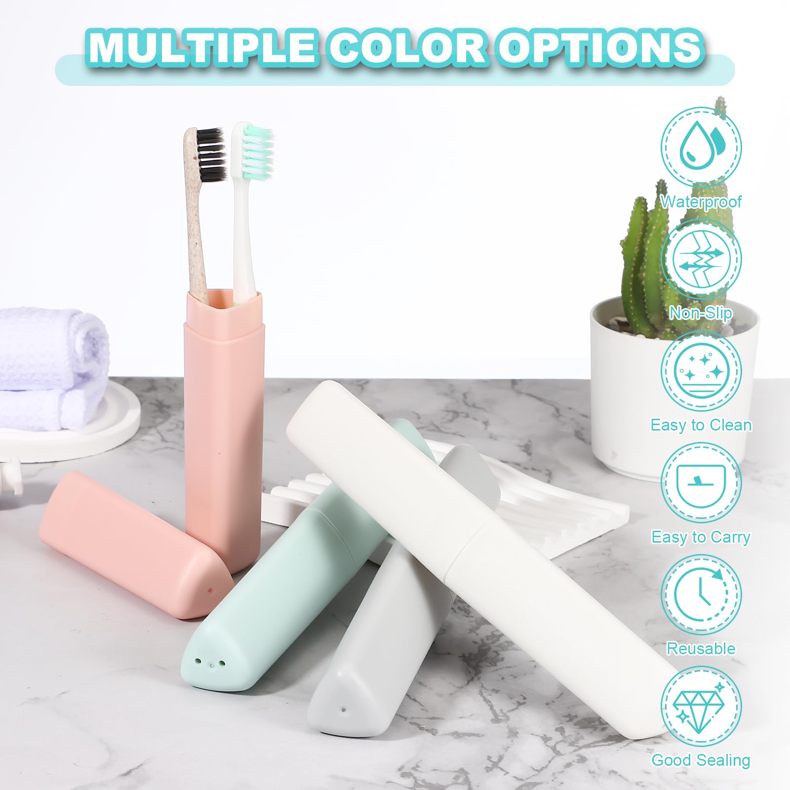 sourcing map 2Pcs Travel Toothbrush Case, 8.27 x 1.38" Portable Travel Toothbrush Holder, Plastic Toothpaste Container for Bathroom, Gym