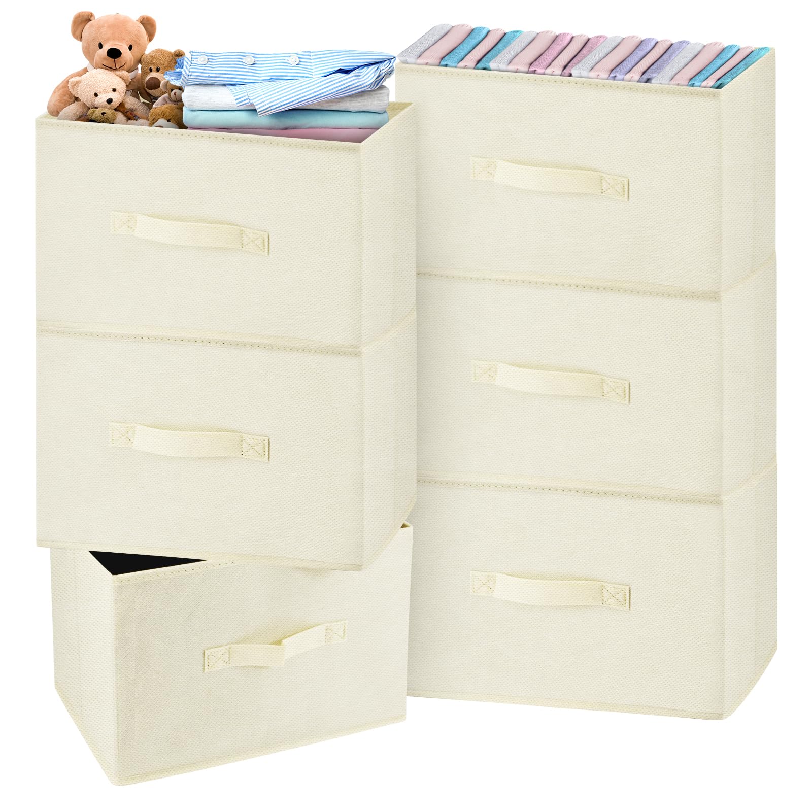 ZOCONE Cube Storage Boxes 6 Packs Fabric Storage Boxes for Shelves, 38×25×25cm Foldable Large Wardrobe Baskets Storage Cubes