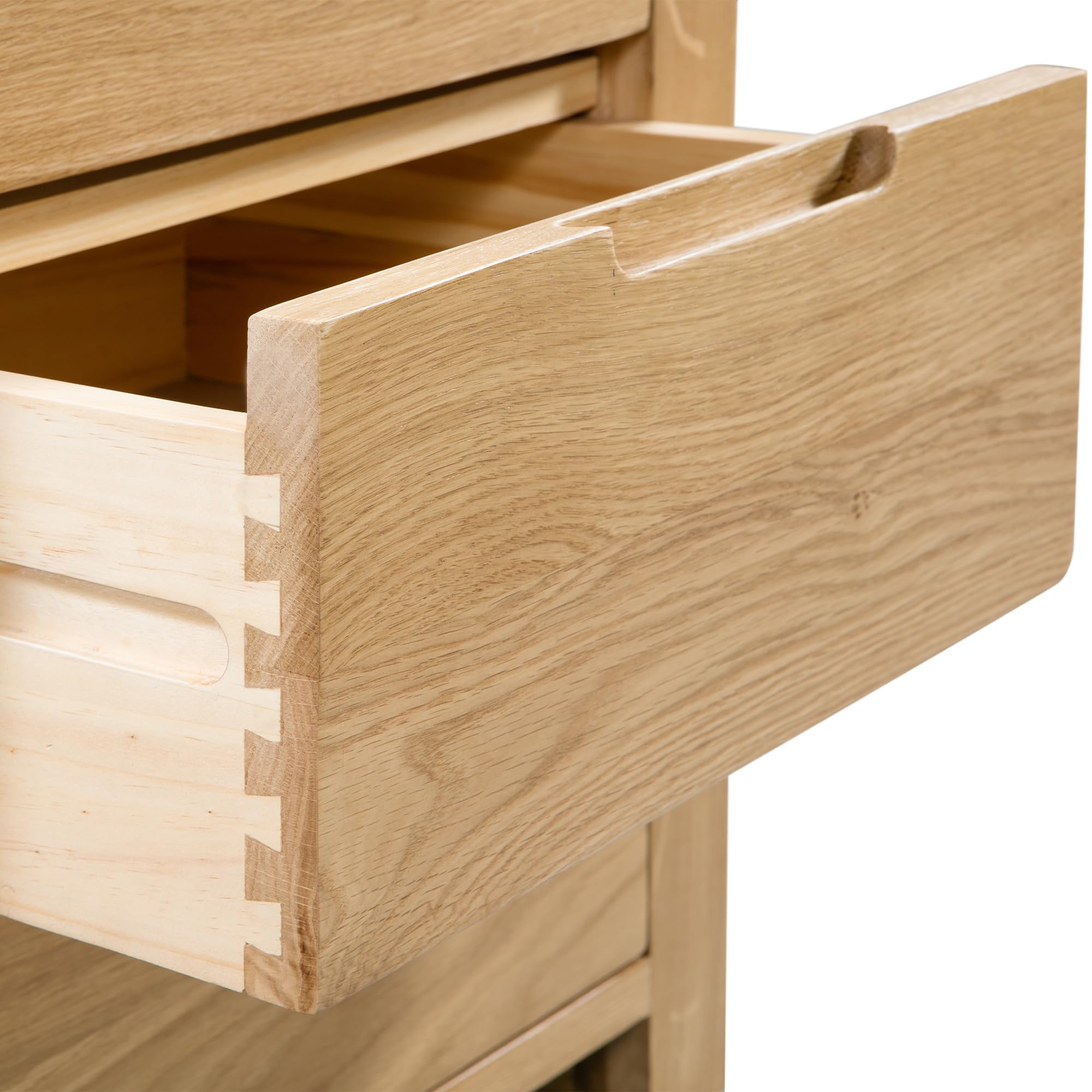 Julian Bowen Curve Bedside Table, 3 Drawer, Solid Oak - H61 x W45 x D38cm