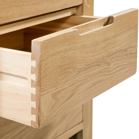 Julian Bowen Curve Bedside Table, 3 Drawer, Solid Oak - H61 x W45 x D38cm