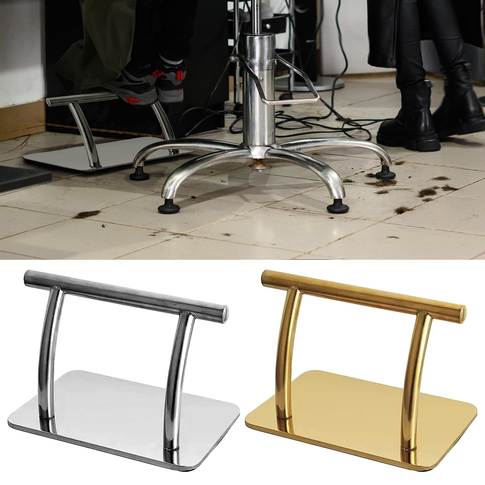 Salon Foot Rest Stainless Steel Professional Hairdressing Practical Durable Foot Pedal for Beauty Spa Nail Massage Barber Chairs Hair Chair,Mobile