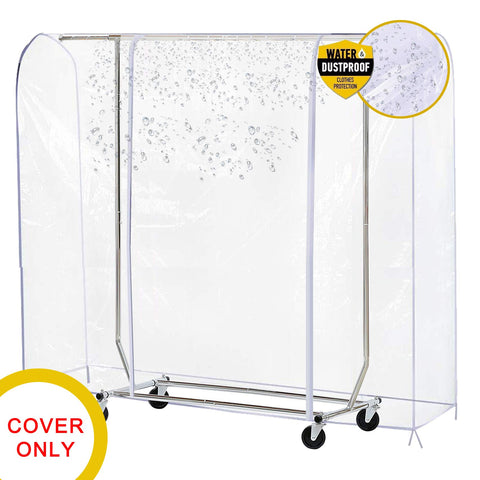Ruibo Clear Clothes Rail Cover with 2 Durable Zippers Waterproof Dustproof Clothes Rail Cover Medium 150 x 50 x 152 cm