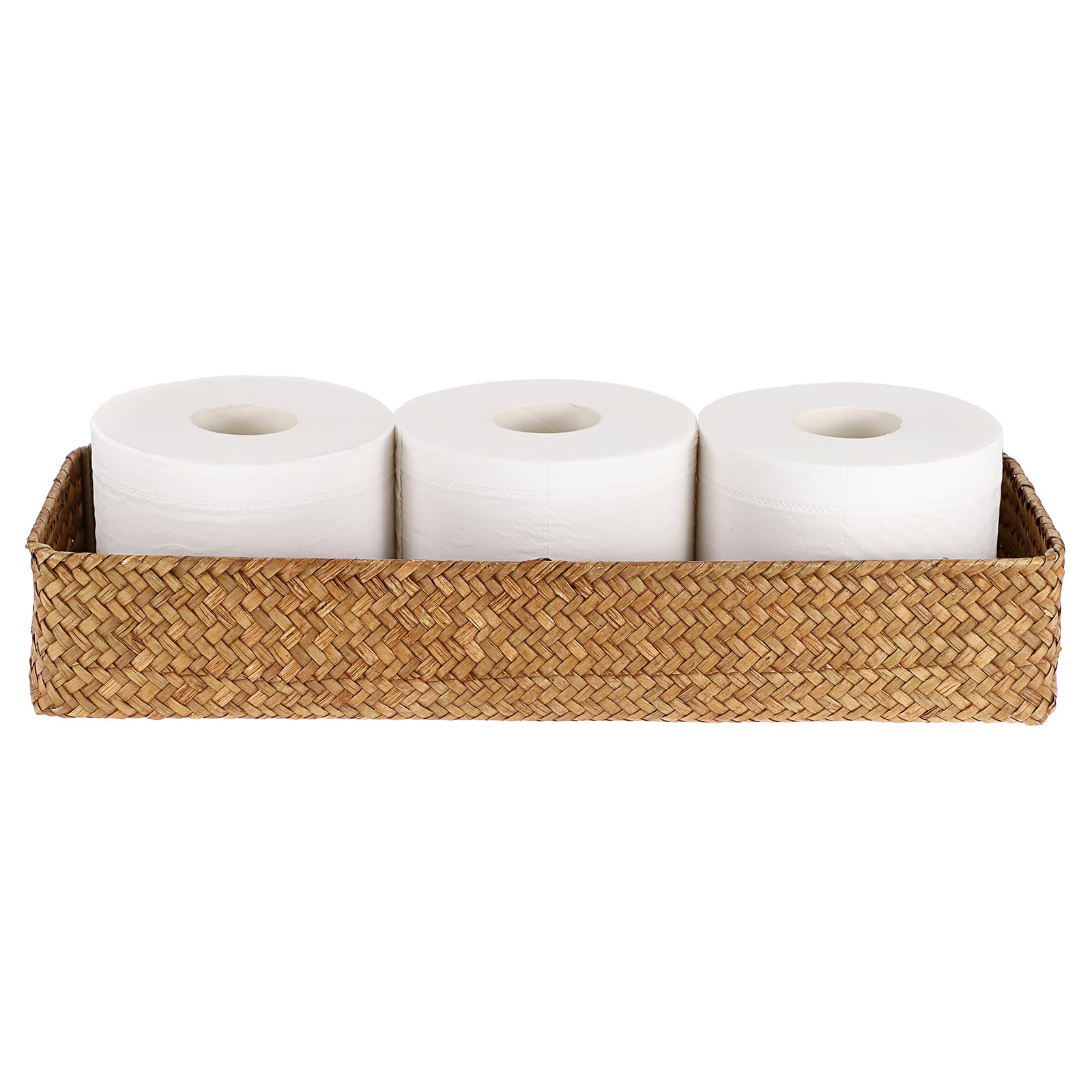IGNPION Seagrass Long Storage, Coffee Table Serving Decorative Display, Kitchen & Living Room, Caramel