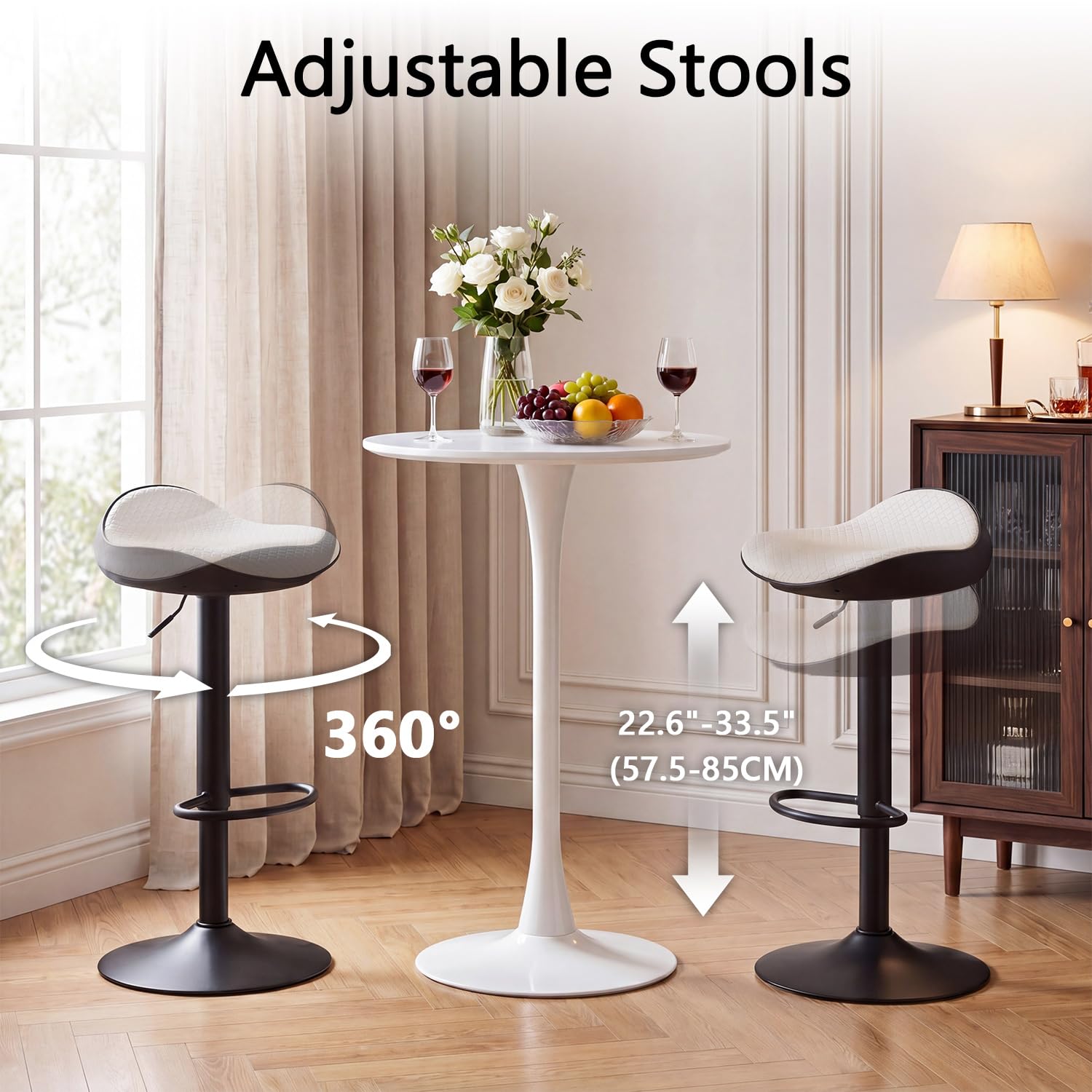 YOUNUOKE White Bar Stools Set of 2 Backless Breakfast Barstools