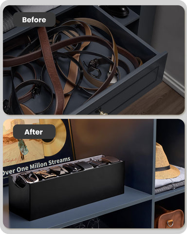 Lolalet Belt Organizer for Closet, Belt Box & Storage Drawer -Black