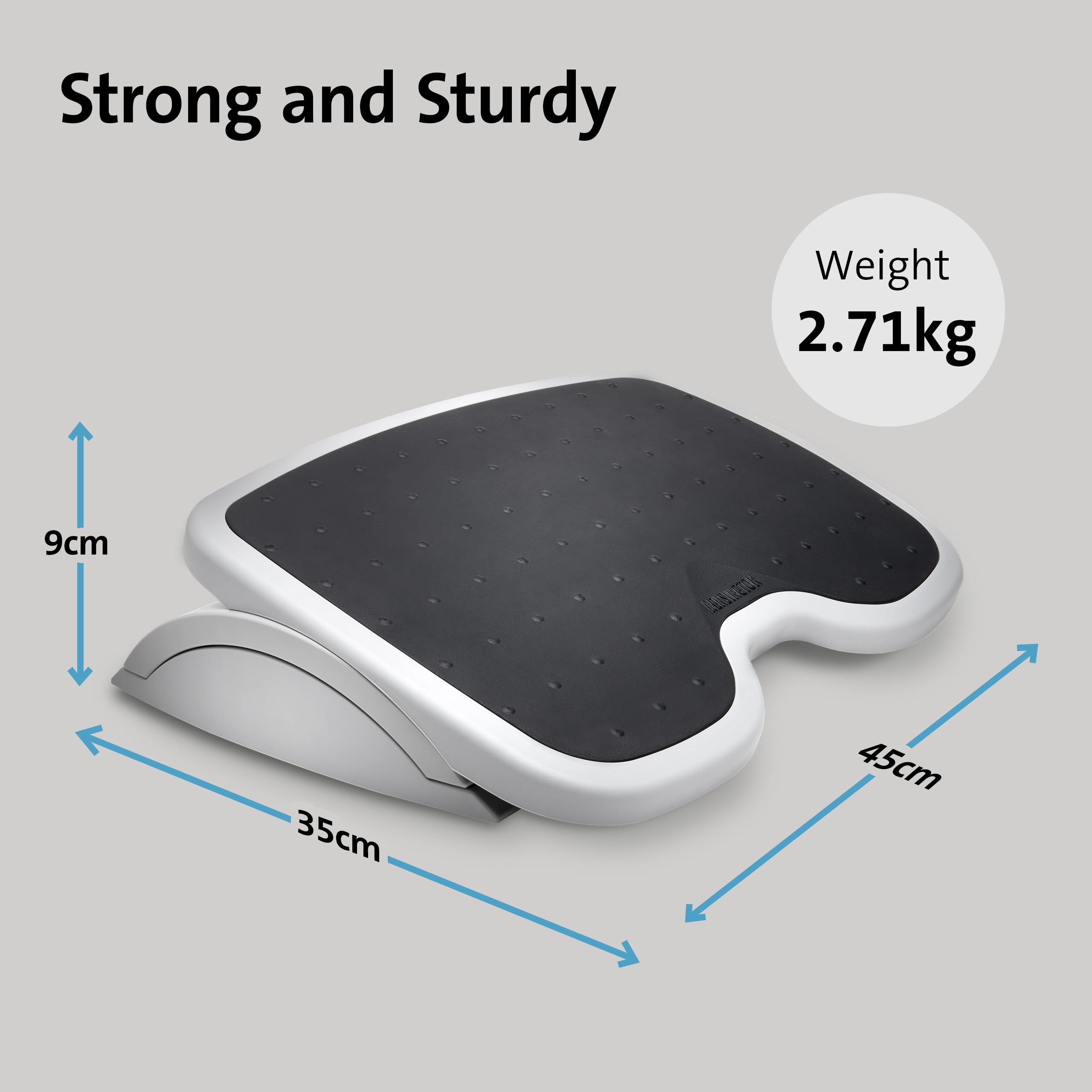Kensington SoleMate Foot Rest, Adjustable, 6-Level Tilt, Plastic, Grey/Black, 450 x 350mm, Ergonomic, Non-Slip Textured Surface