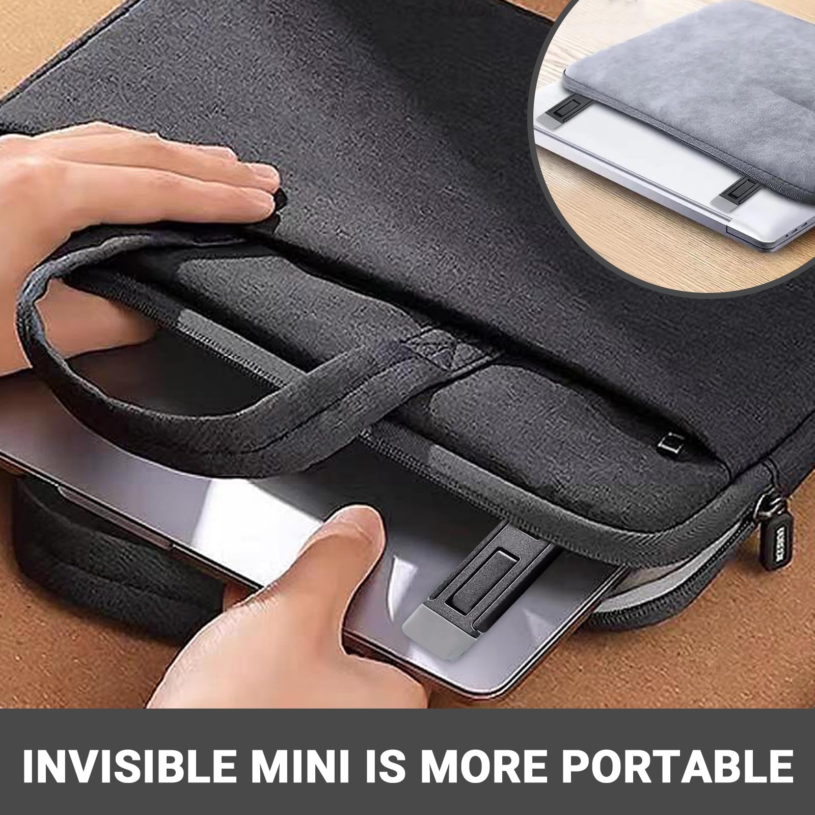 Zolventiq 2 Pcs Portable Keyboard Riser, Three Tilt Angle Adjustable Foldable Invisible Laptop Riser, Zinc Alloy Mini Laptop Stand