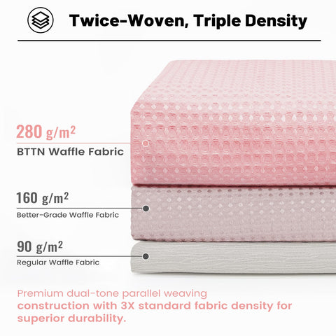 BTTN Extra Long Waffle Shower Curtain, Waterproof, 182x244cm, Pink