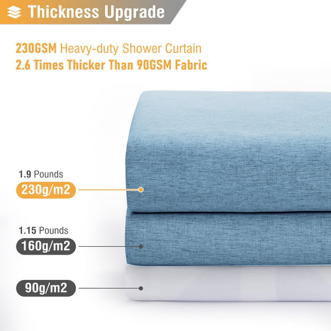 BTTN Extra Long Linen Look Shower Curtain, 182x244cm, Moonlight Blue
