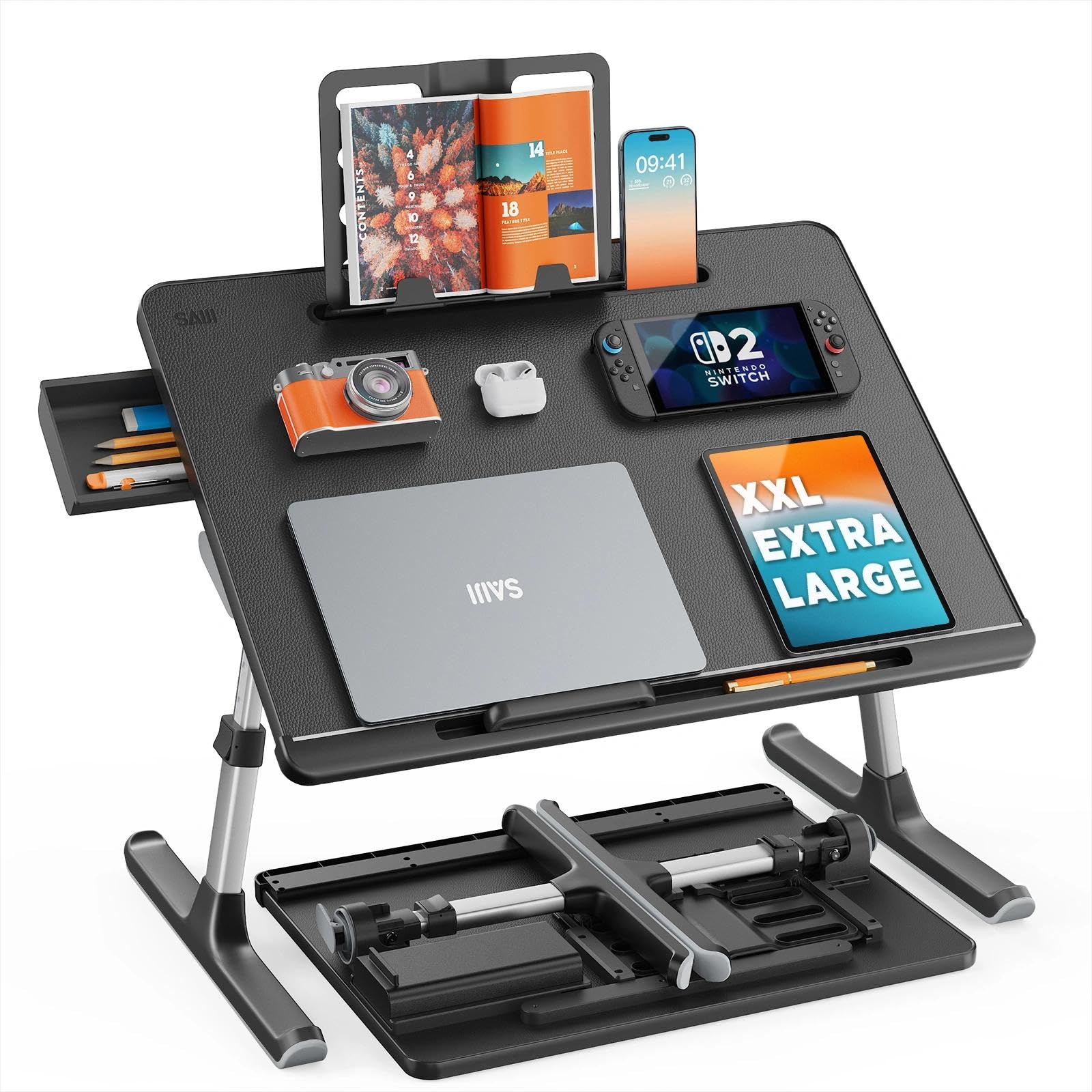 SAIJI Laptop Bed Tray Desk, X-Large Adjustable Laptop Table (Black)