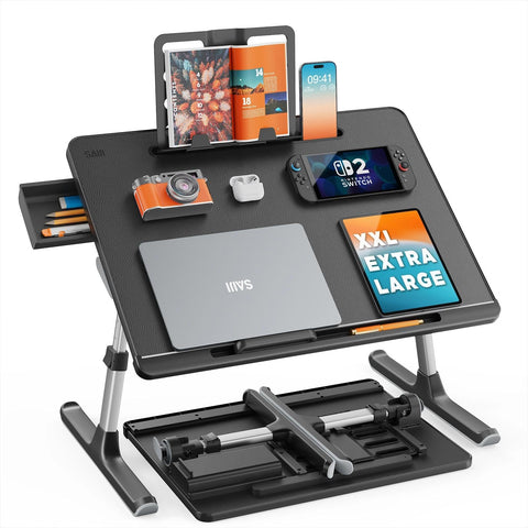 SAIJI Laptop Bed Tray Desk, X-Large Adjustable Laptop Table (Black)