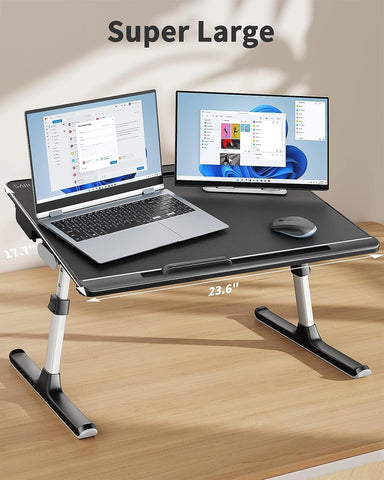 SAIJI Laptop Bed Tray Desk, X-Large Adjustable Laptop Table (Black)