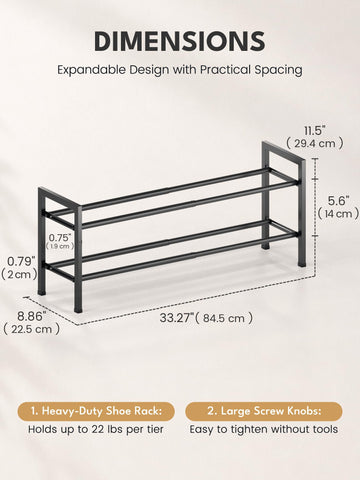 Bumusty 2 Tier Expandable Shoe Rack, Black