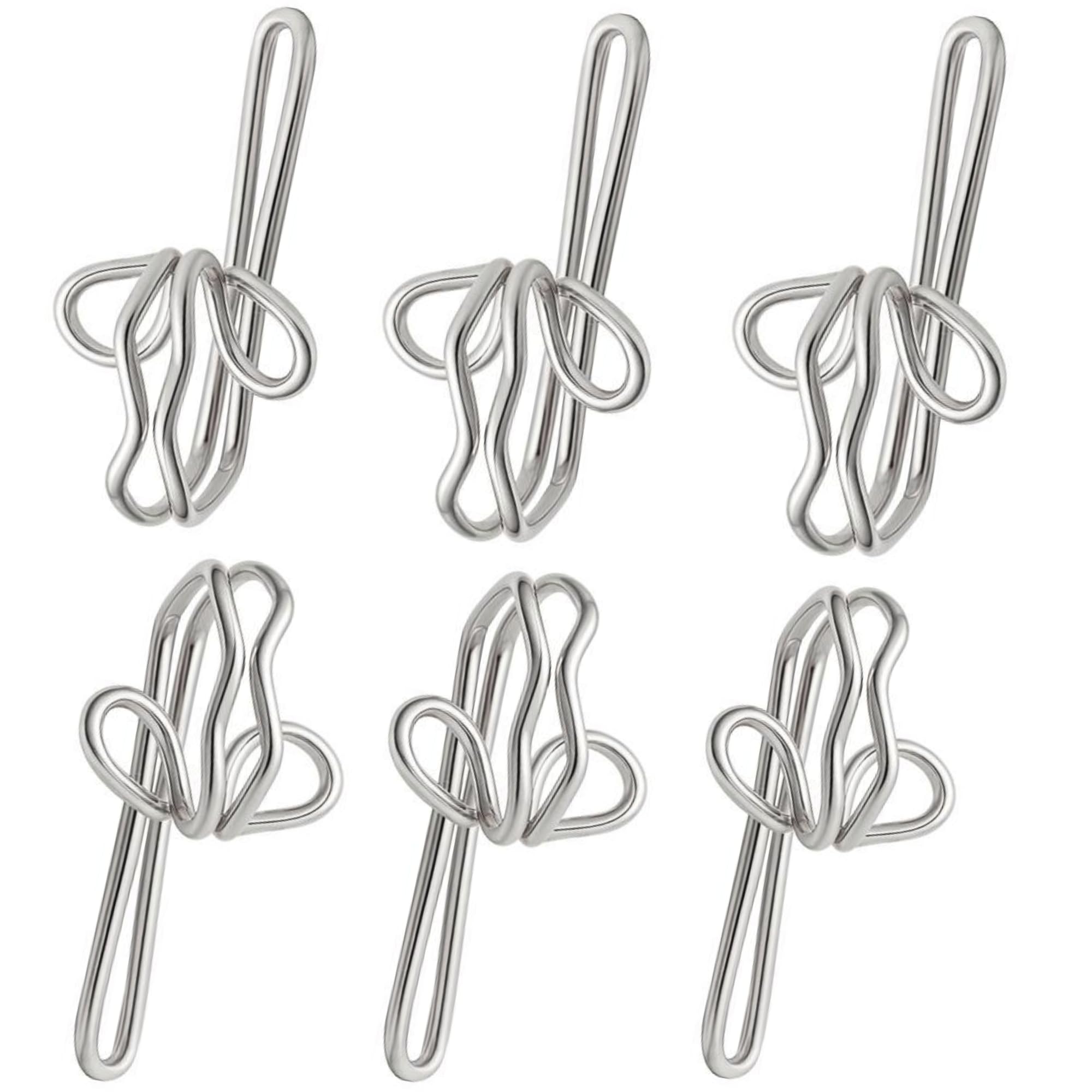 Metal Curtain Hooks 100 Pieces for heavy curtains (silver,2.9x1.2cm)