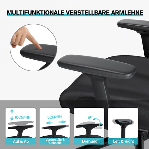 Eucladoceros M75 Ergonomic Office Chair with 125° Tilt Lock, Black