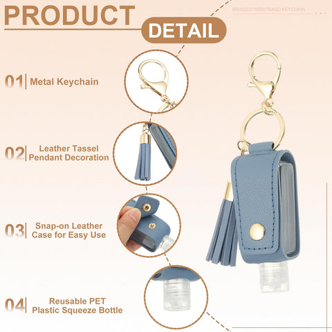 sourcing map Portable Travel Empty Bottle with Keychain, 30ml PU Leather Mini Squeeze Bottles