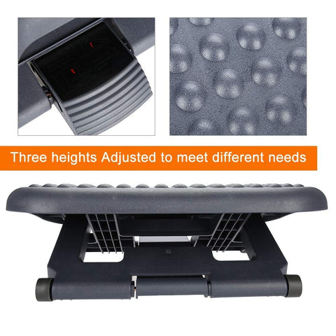 Ergonomic Foot Rest Under Desk, Height Adjustable Plastic Footrest with Massage Point for Office Home