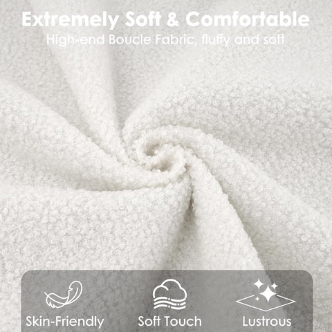 Luxurious Cuddly Bouclé Ottoman Double Bed Frame 82.1"Lx60.3"Wx41.3"H, Gas Lift Storage, Soft Fabric Sherpa Grand Panel Headboard