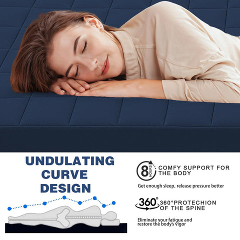 MeMoreCool Roll Up Floor Mattress Small Single, Navy Blue