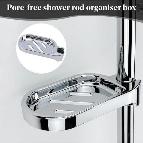 360° Swivel Clip-On Soap Dish, Non-Slip Tray for 24mm Shower Poles, Silver