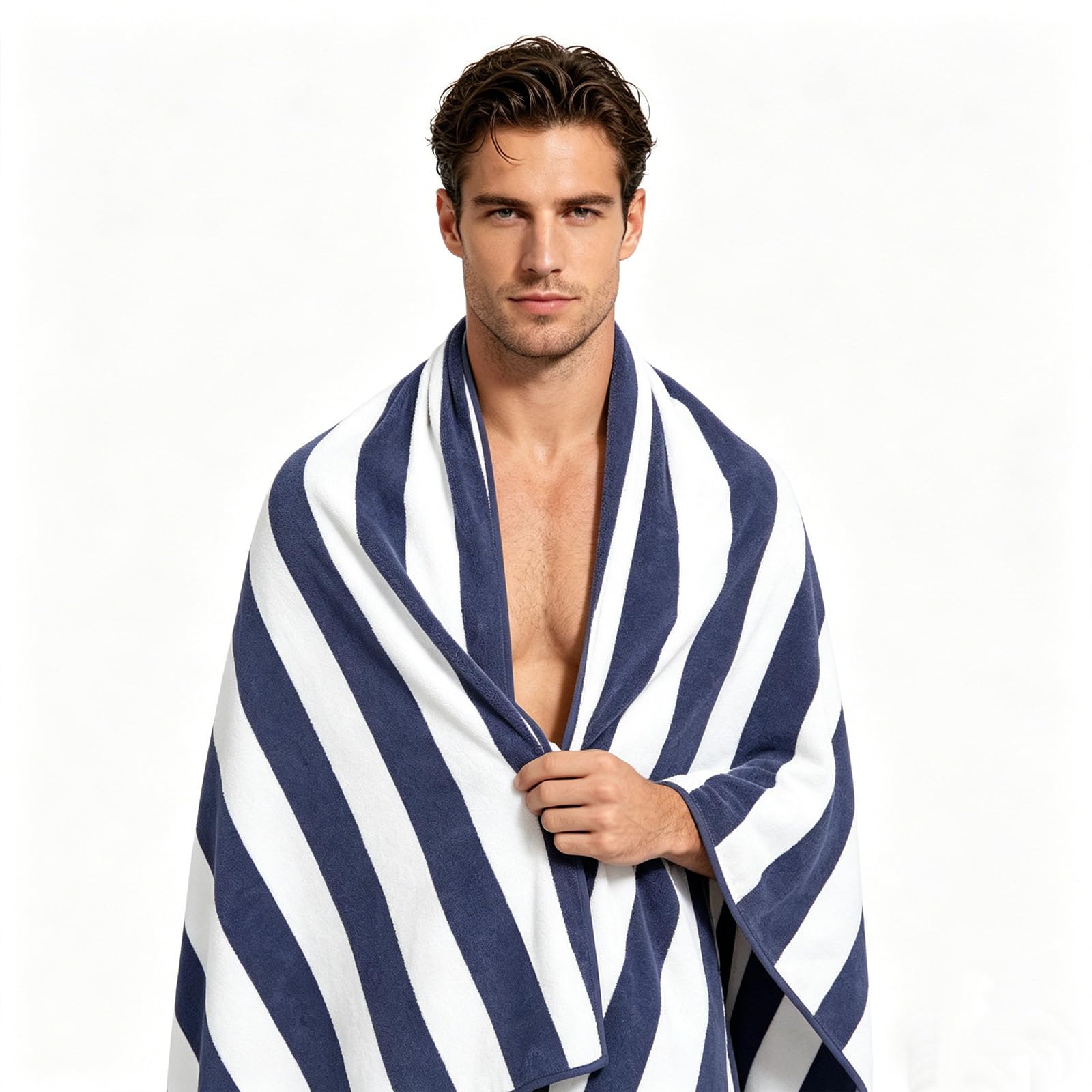 Large Quick Dry Microfibre Beach Towels for Adults,160X90cm Double Sides Grey Stripe Bath Towel Travel Towels with Pockets,Lightweight Beach Towel