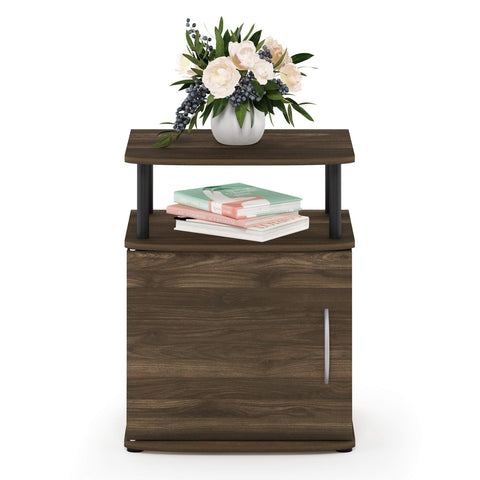 Furinno JAYA Side Table, End Table with Door Cabinet, Night Stand, Bedside Table, for Living Room, Bedroom, Columbia Walnut