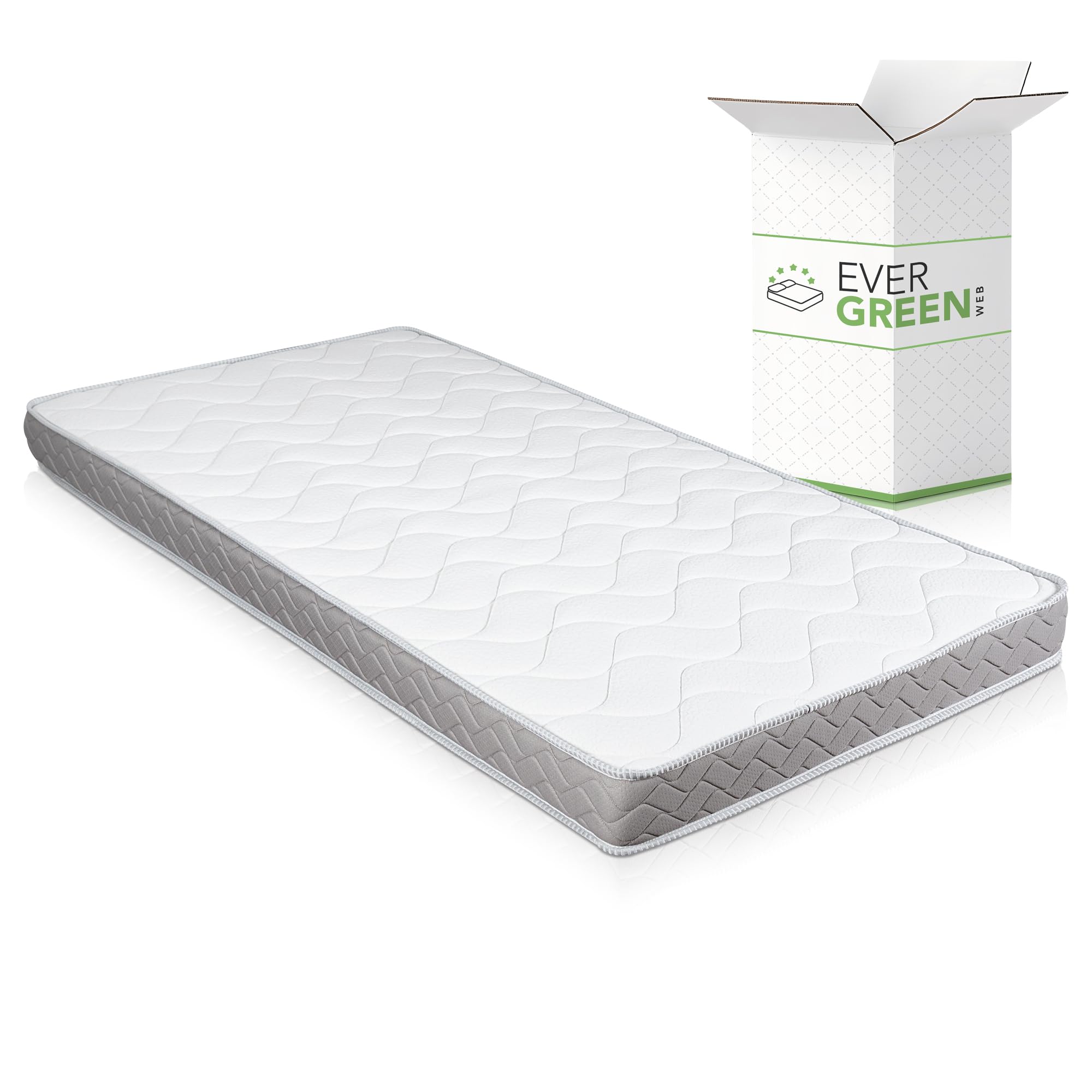 EVERGREENWEB MATERASSI & BEDS Sofa Mattress 70 x 190 cm Bed Height 12 cm Hypoallergenic White Coating Extra Firm Support Folding Foam Extra Mattress