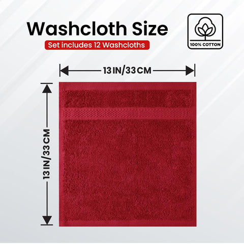 Infinitee Xclusives 100% Cotton Luxury Wash Cloths for Showering - 12 Pack