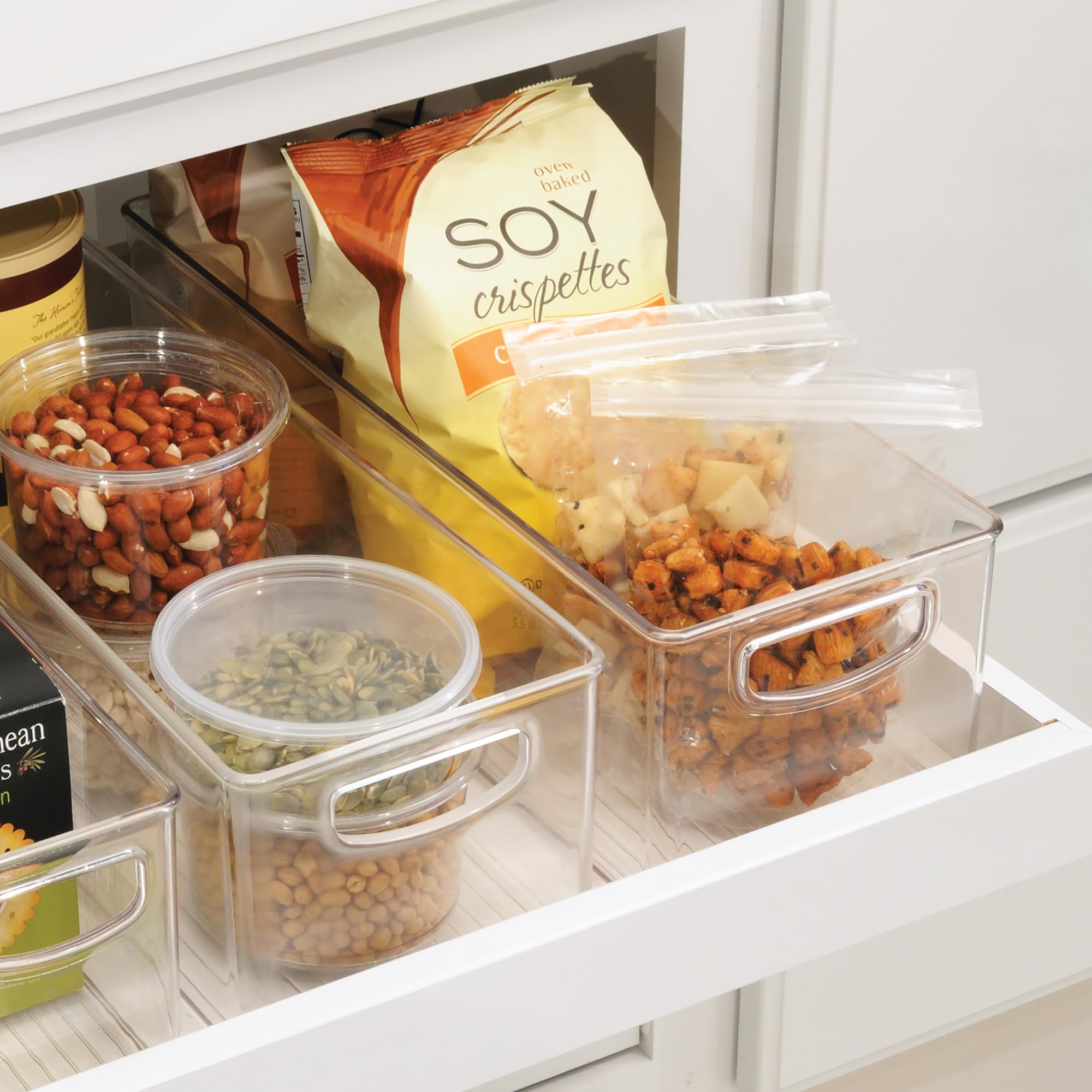 InterDesign iDesign Recycled Plastic Stackable Storage Bin with Handles – Clear