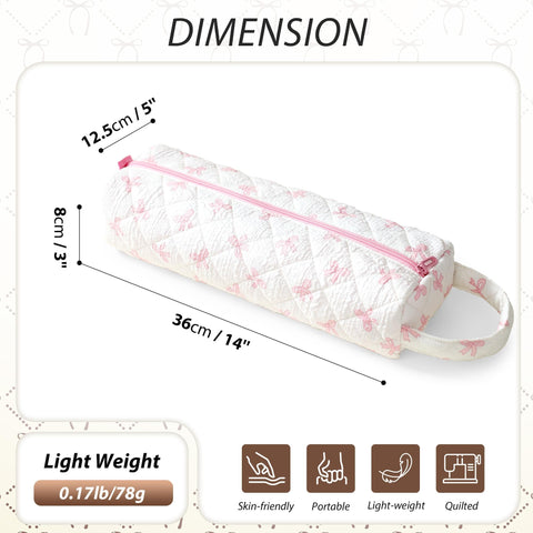 Linpr Cute Quilted Portable Hair Styling Tool Travel Bag, Bow Pink