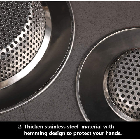 2 Pack Tomario Stainless Steel Kitchen Sink Strainer, Standard Sink Drain Protector Hair Catcher for Kitchen Bathroom Shower Kitchen Dishwasher Safe