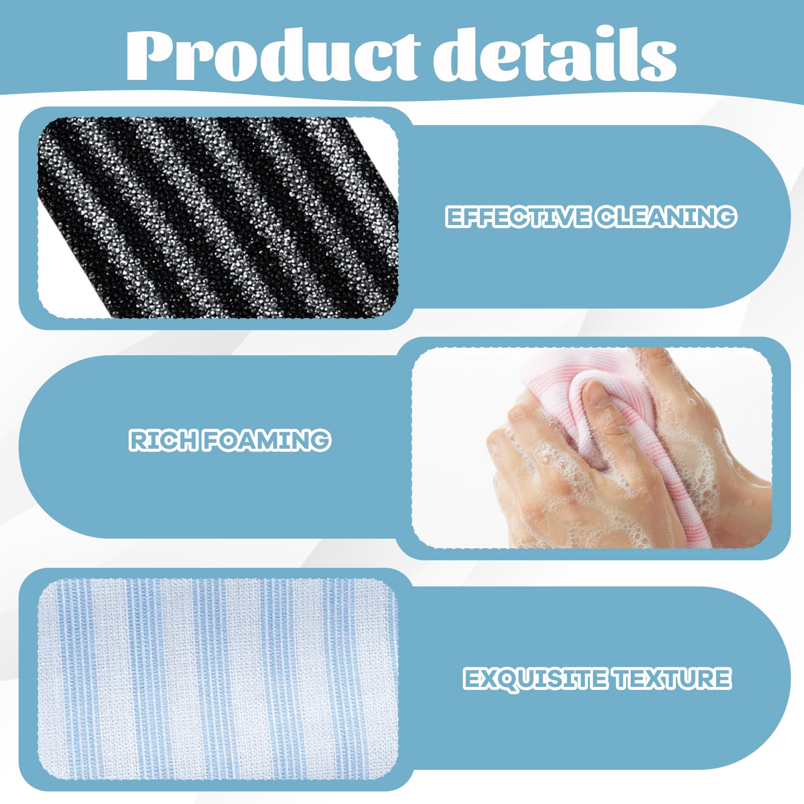 GxouQcn Exfoliating Towel, 3 Pack Body Exfoliation Towels for Gentle Skin Care, Deep Cleansing Shower Washcloths for Gym and Travel Use