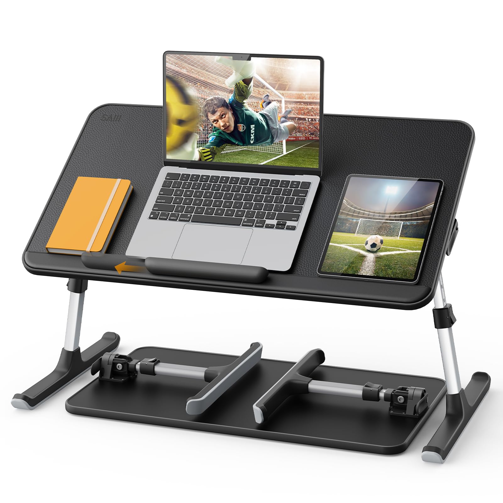 SAIJI Non-Slip Leather Lap Desk Laptop Bed Tray Table, Laptop Stand for Bed