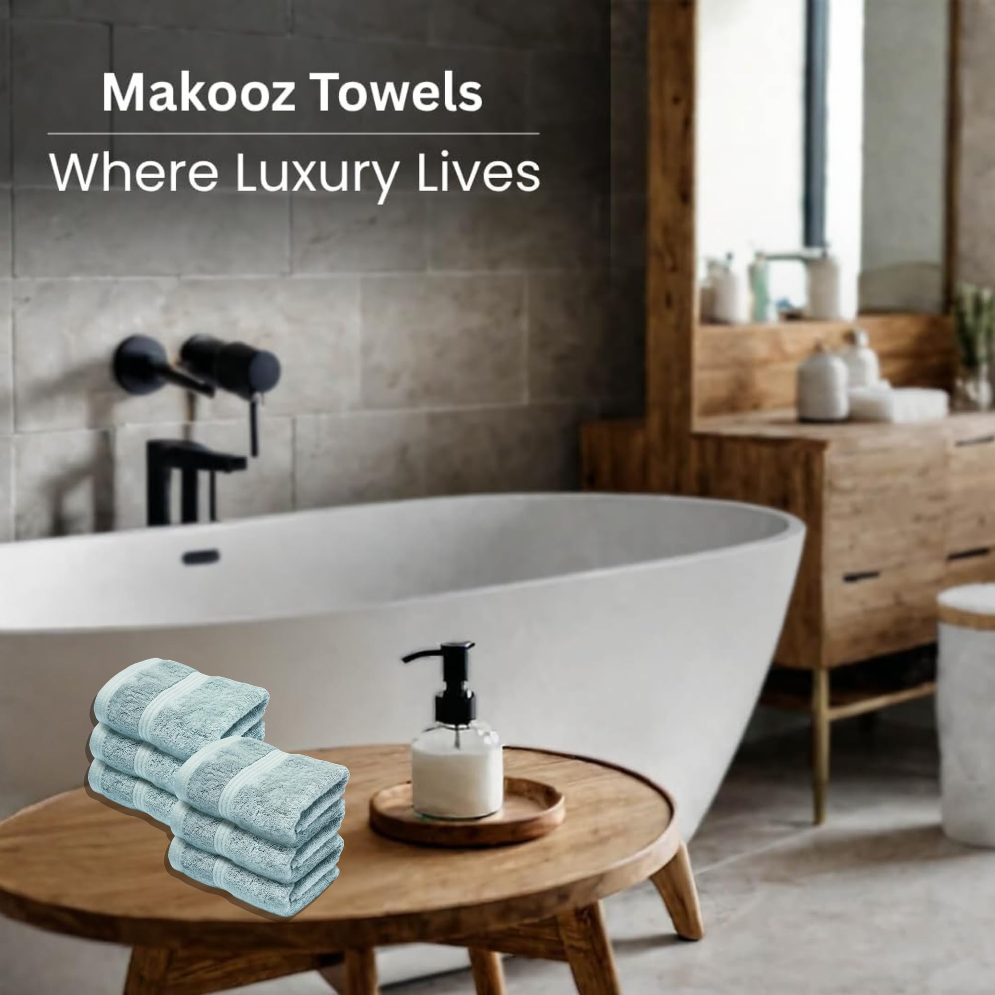 Makooz Luxurious Bamboo Face Flannels Pack of 6-700 GSM Thick Bamboo Face Cloth Towel Set- Silky Soft, Absorbent