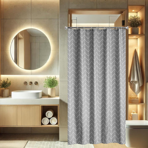 HUIBOHOU Shower Curtain - Solid Colour Fabric Shower Washable Curtain Mould Resistant and Water Repellent,180 * 200cm (Mixed Grey, 180 * 200cm)