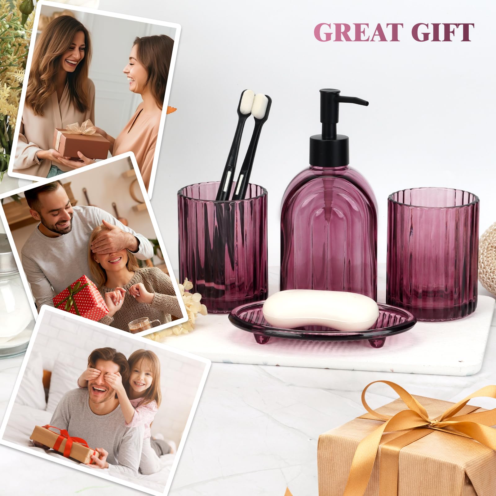 4Pcs Glass Bathroom Accessories Set
