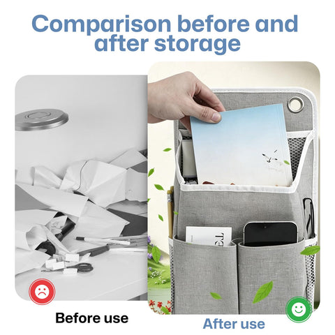 2PCS Wall Hanging Storage Bag, Grey Foldable Hanging Organiser 30x22x10cm