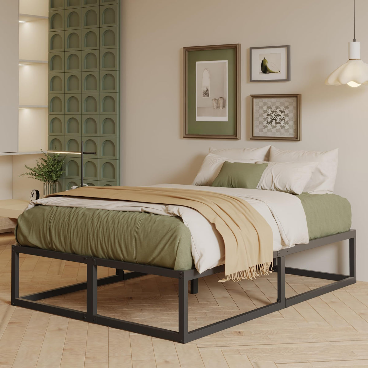 EMODA Super King Bed Frame 36cm High with Steel Slats Support, Black