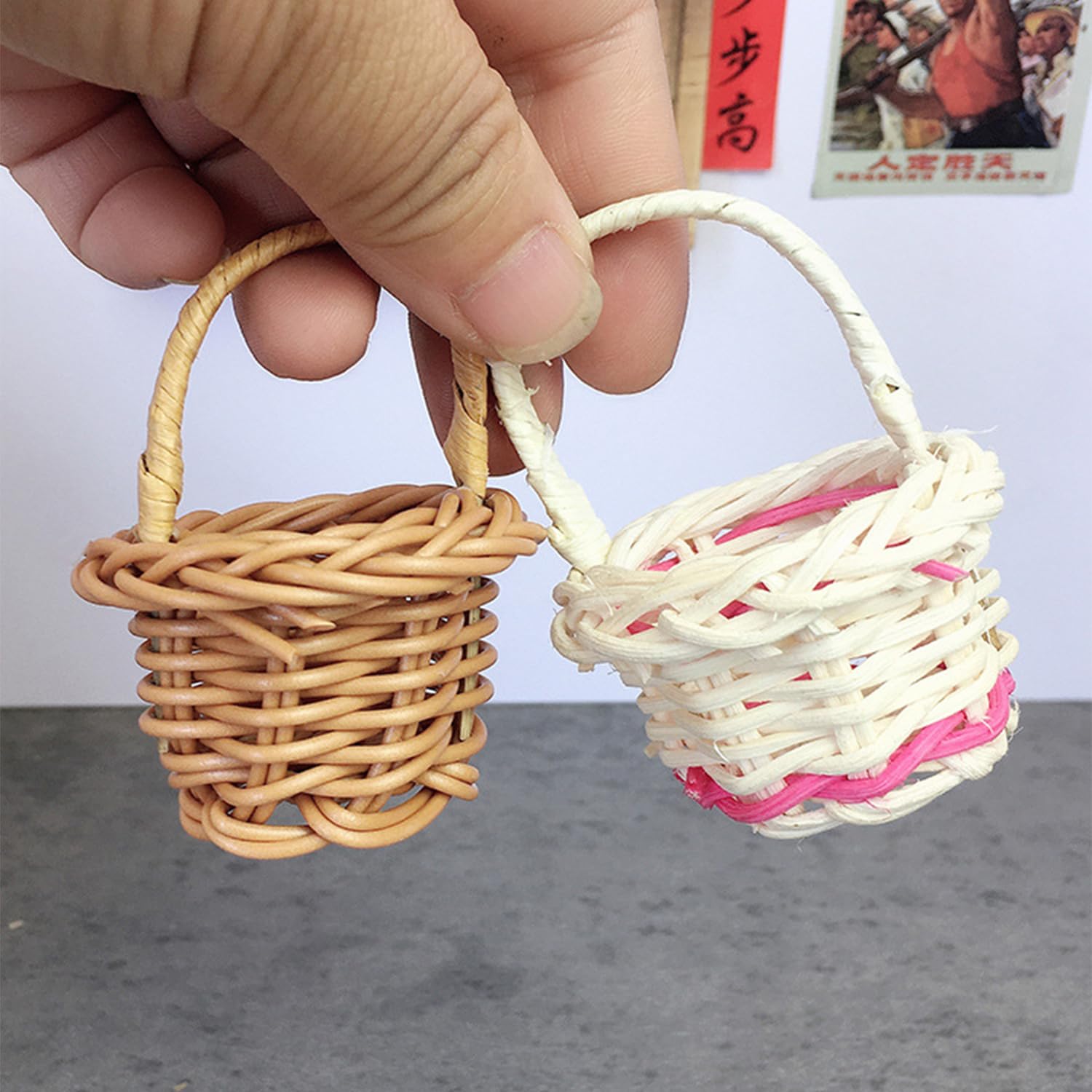 EOWVISN 10 Pieces Mini Cargo Basket, Creative Woven Basket, Home Decoration, Doll House Accessories, Photography Props.